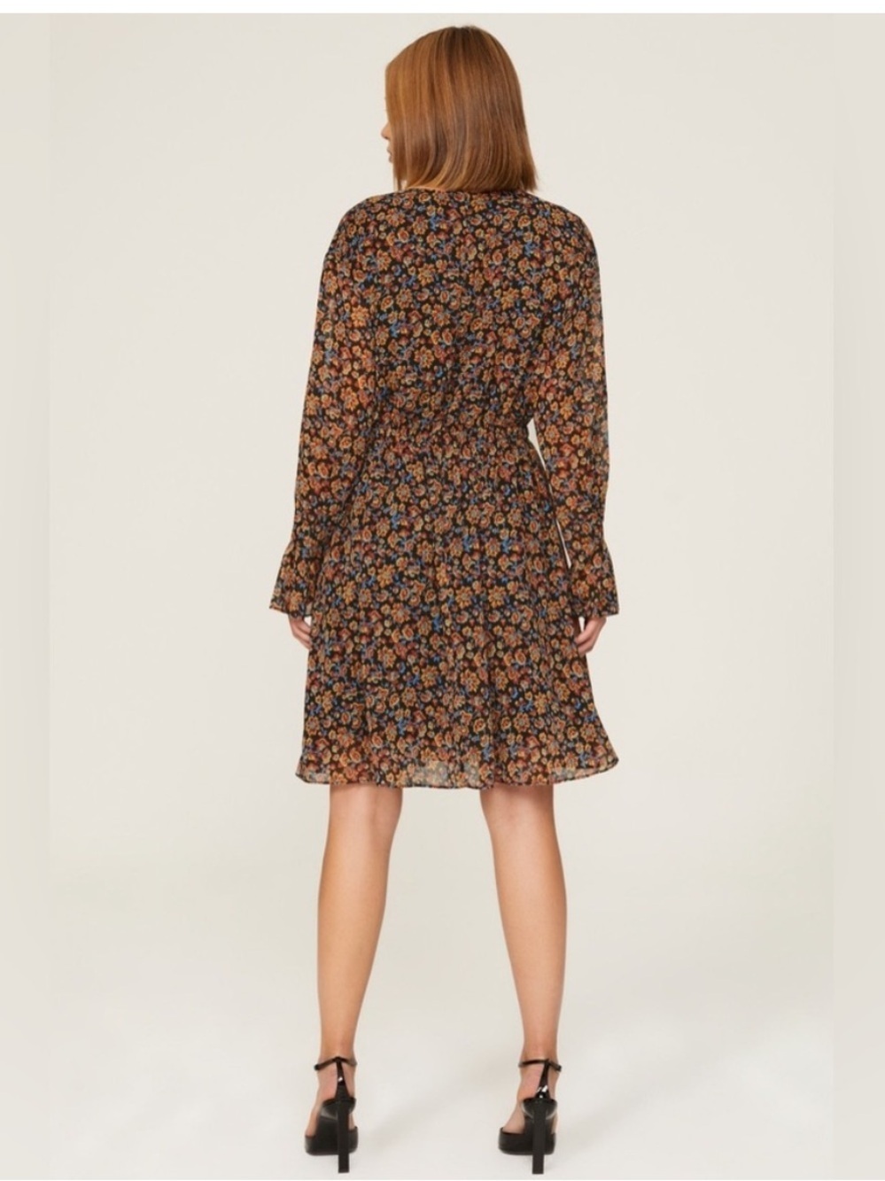 Jason Wu X RTR Chiffon Tie Waist Dark Floral Mini Dress Size 4 - Picture 4 of 8